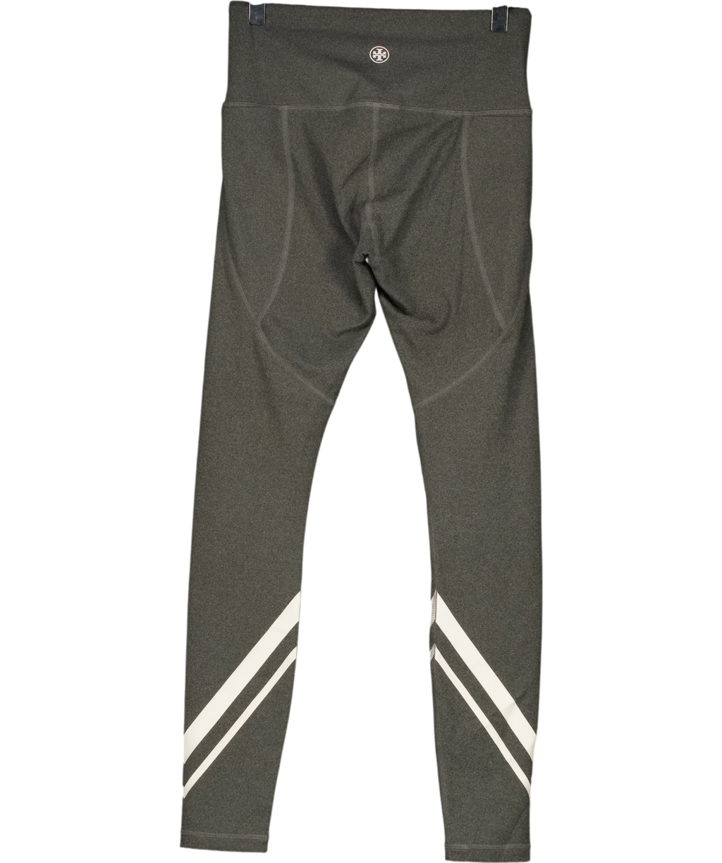 TORY BURCH SPORT Grey Melange Grey Side Pocket Chevron Leggings, size UK XS — back