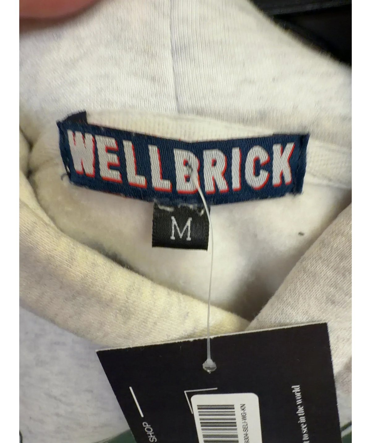 WELLBRICK Grey Grey Marl Green Graphic Logo Hoodie, size UK M — detail