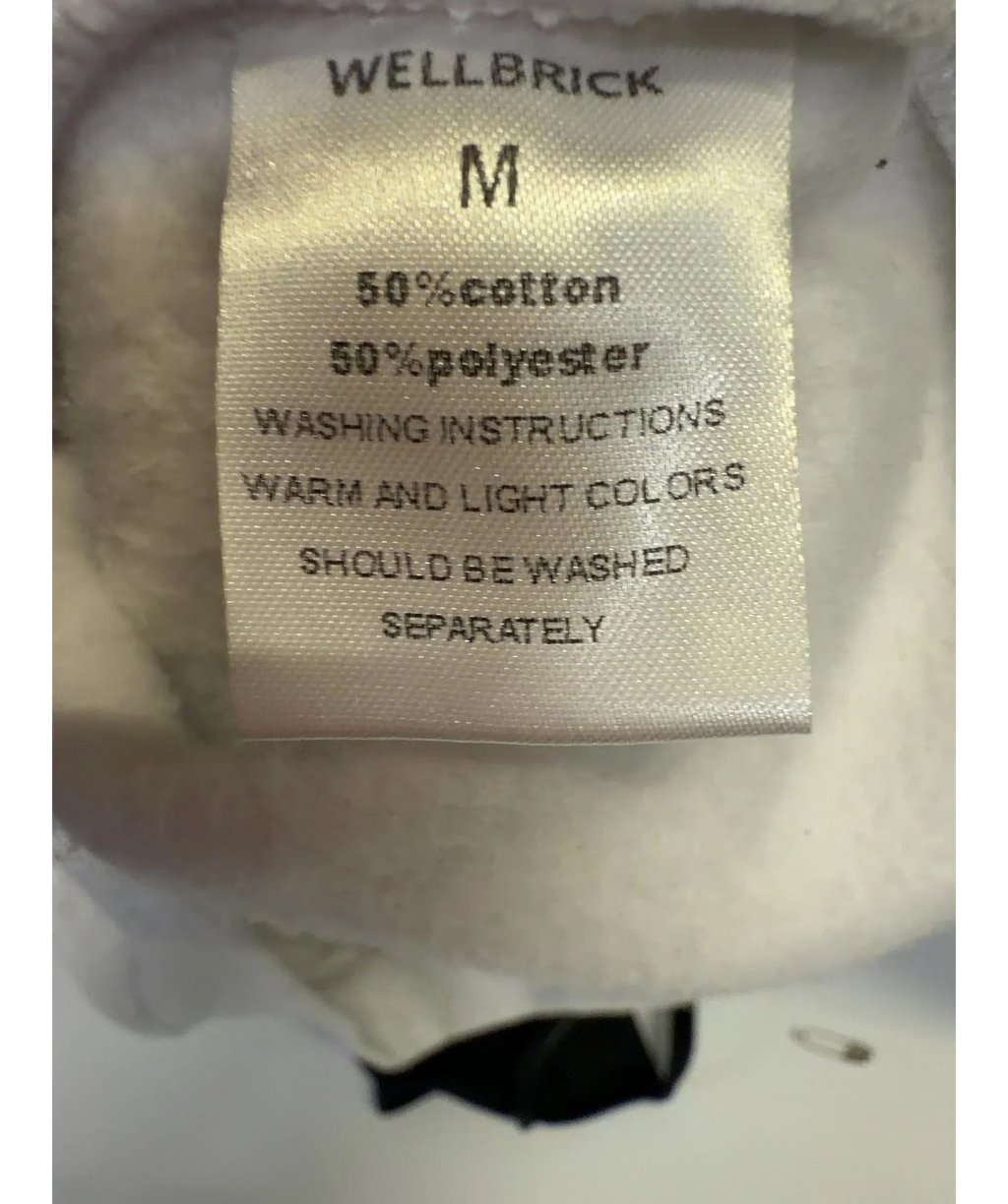 WELLBRICK Grey Grey Marl Green Graphic Logo Hoodie, size UK M — label