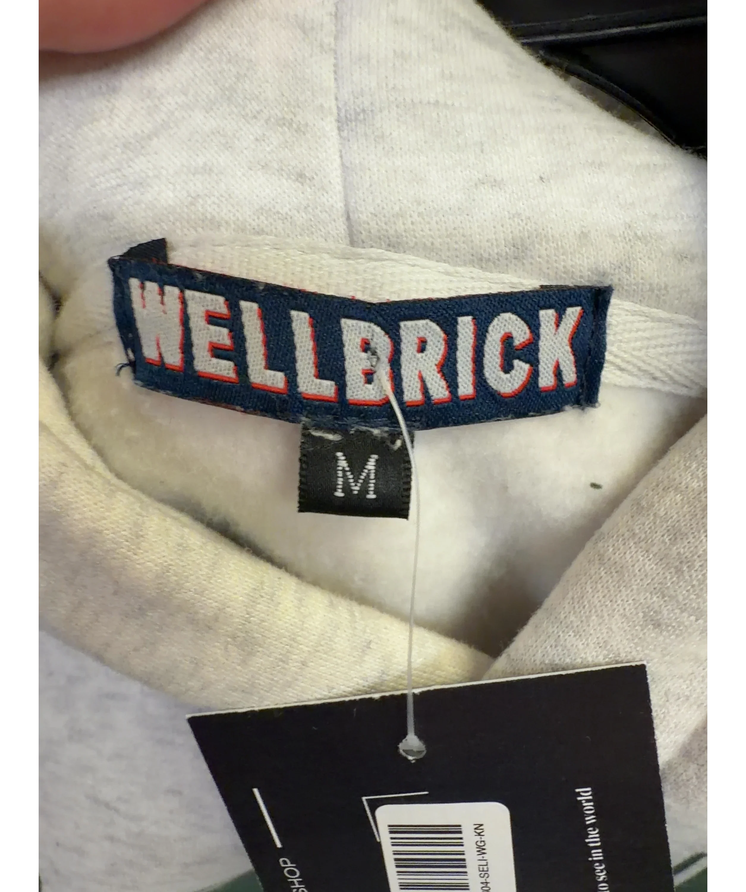 WELLBRICK Grey Grey Marl Green Graphic Logo Hoodie, size UK M — care label