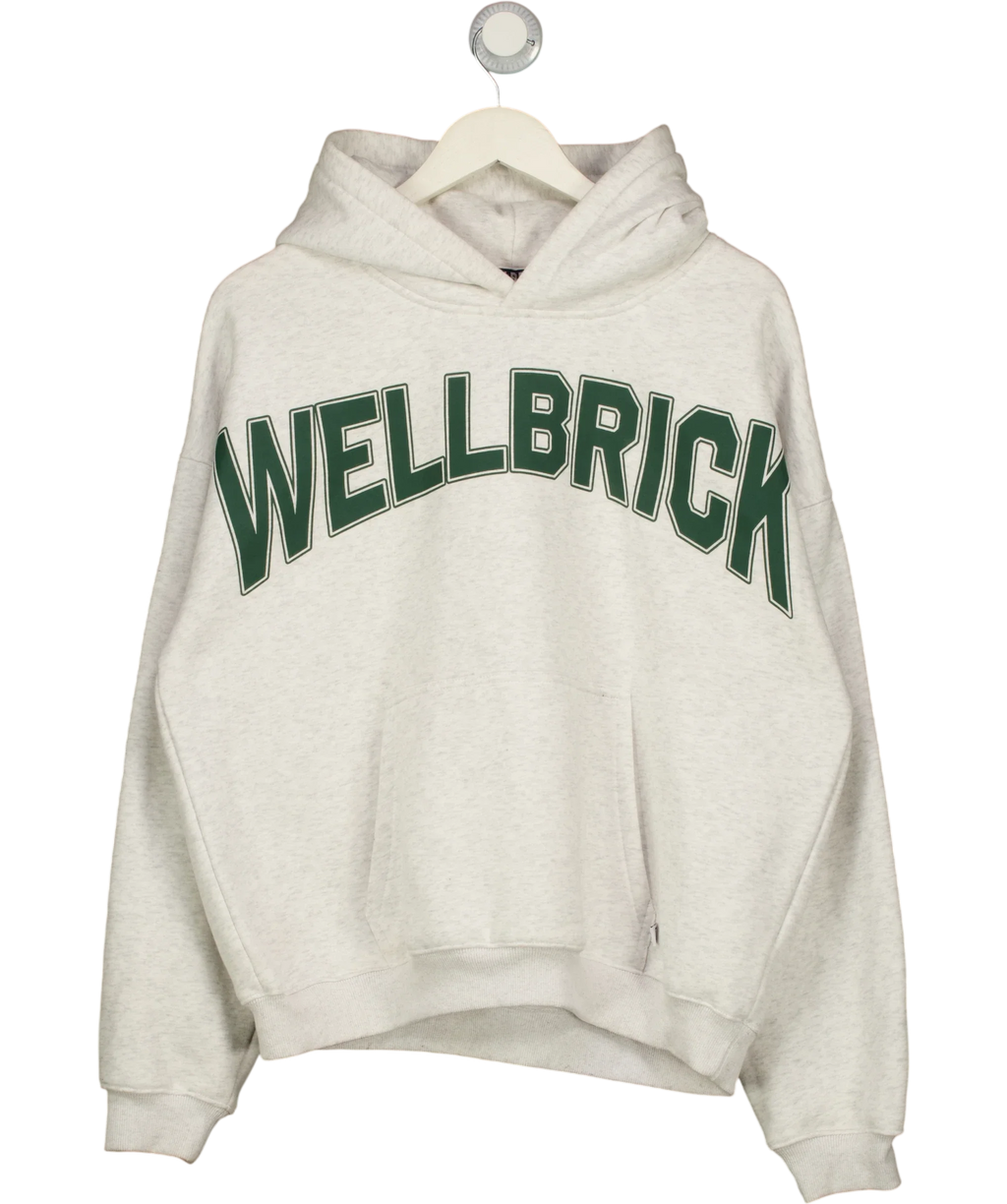 WELLBRICK Grey Grey Marl Green Graphic Logo Hoodie, size UK M — front