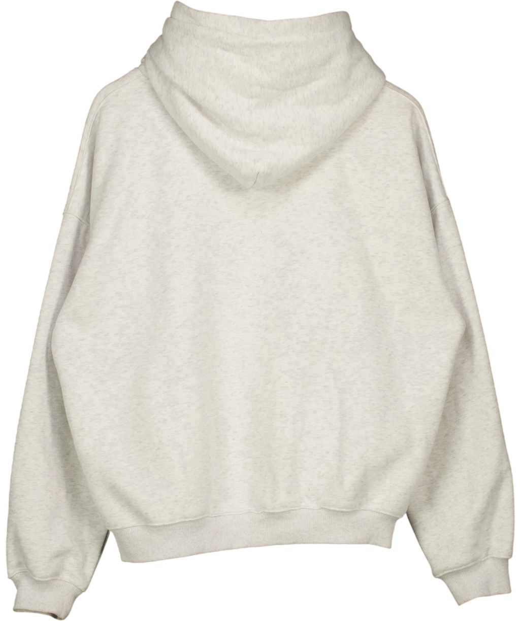 WELLBRICK Grey Grey Marl Green Graphic Logo Hoodie, size UK M — back