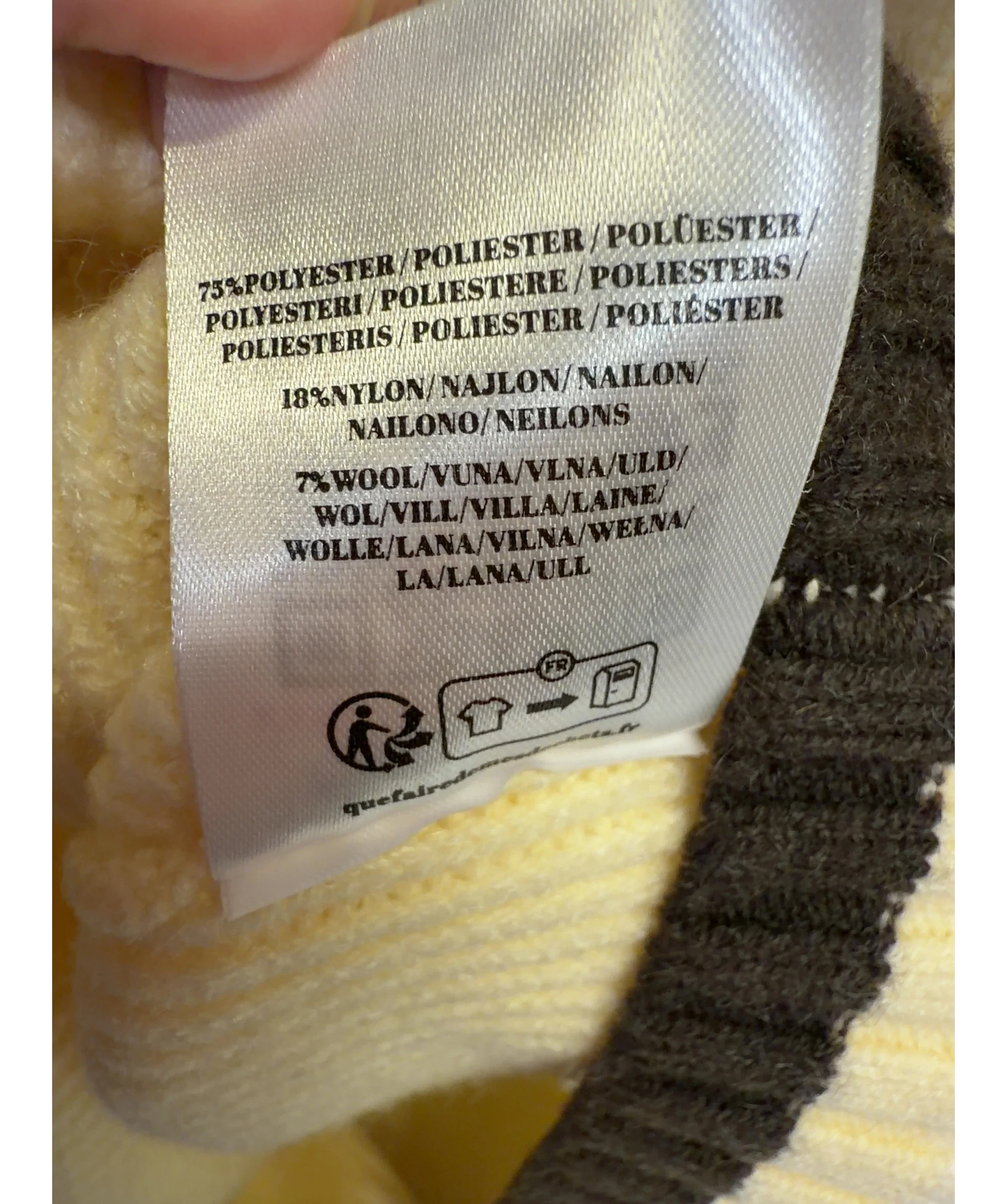 The Couture Club Cream Pastel Yellow V Neck Cricket Jumper, size UK S — label