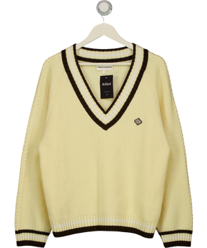 The Couture Club Cream Pastel Yellow V Neck Cricket Jumper UK S