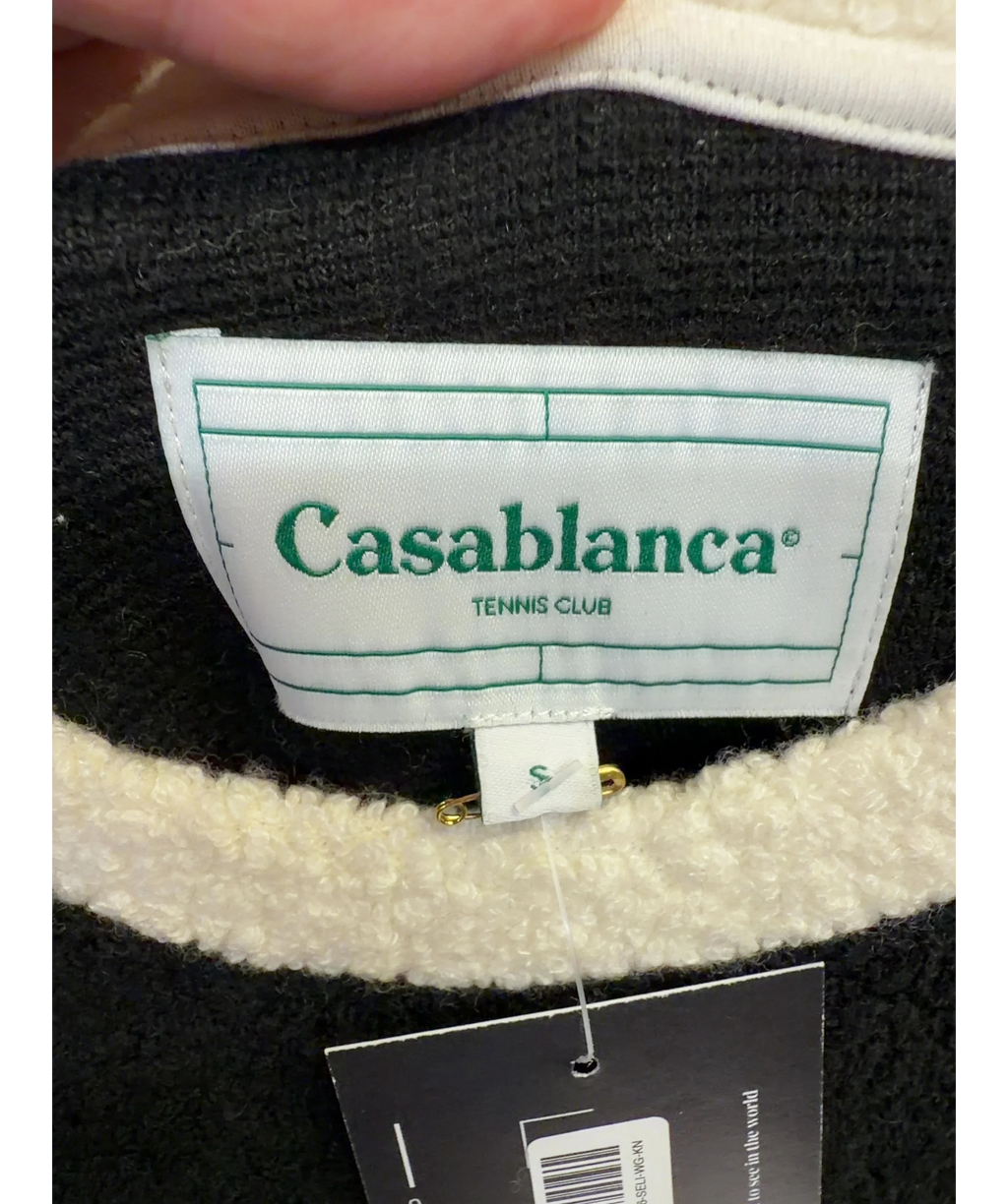 CasaBlanca Black Tennis Club Boucle Embroidered Jumper, size UK S — detail