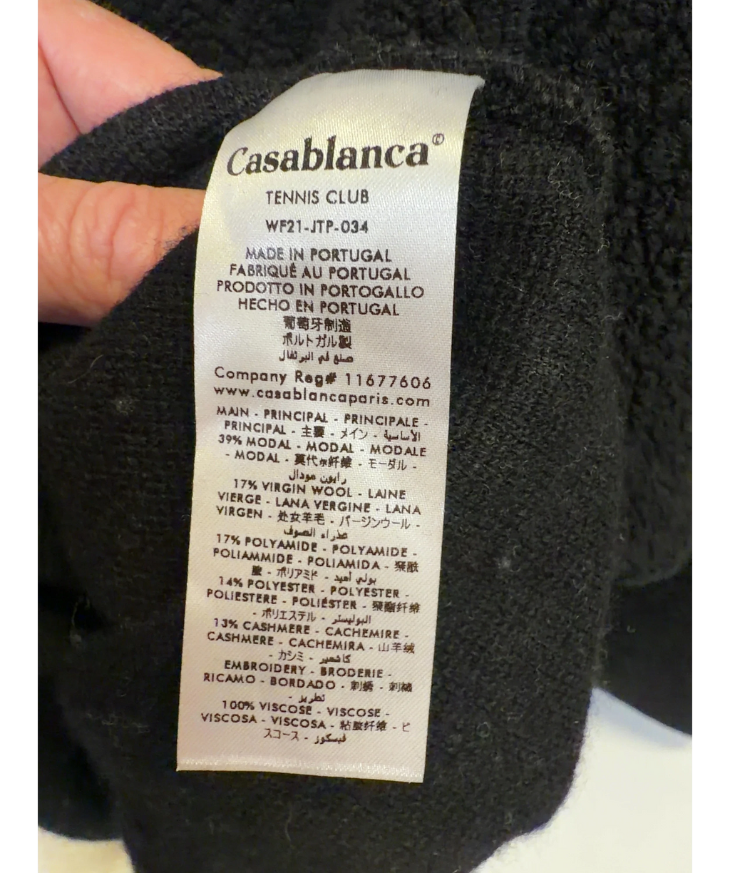 CasaBlanca Black Tennis Club Boucle Embroidered Jumper, size UK S — label