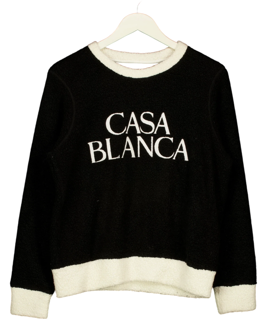 CasaBlanca Black Tennis Club Boucle Embroidered Jumper, size UK S — front