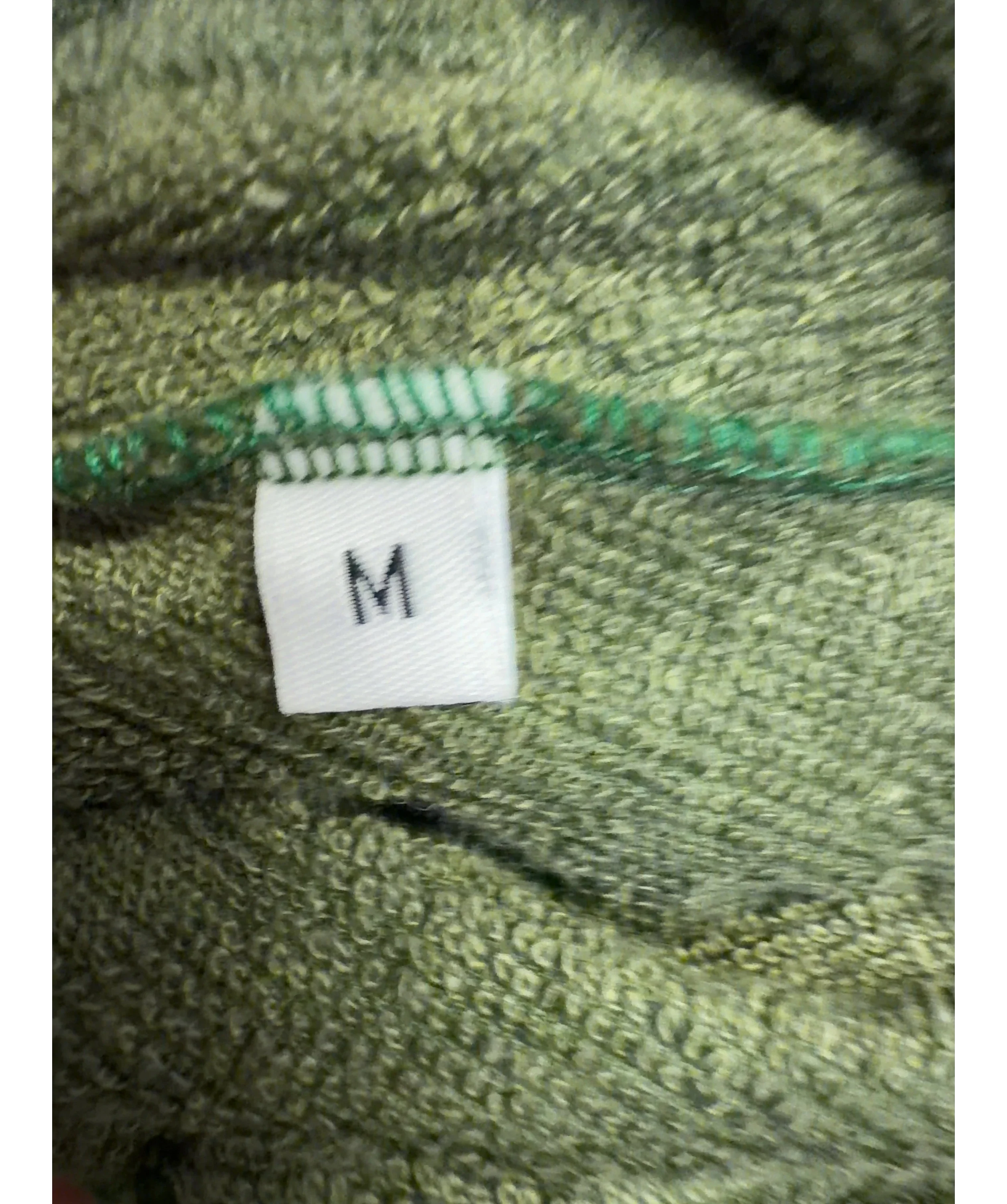 all from fern Green All From Fern Olive Green Towelling Tie Front Robe Jacket, size UK M — care label