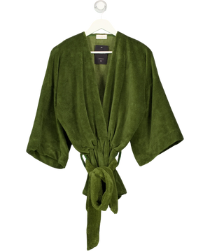 all from fern All From Fern Olive Green Towelling Tie Front Robe Jacket UK M