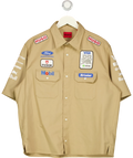 HUGO Beige VCARB F1 Team Beige Short Sleeved Sponsor Patch Shirt, size UK S — front