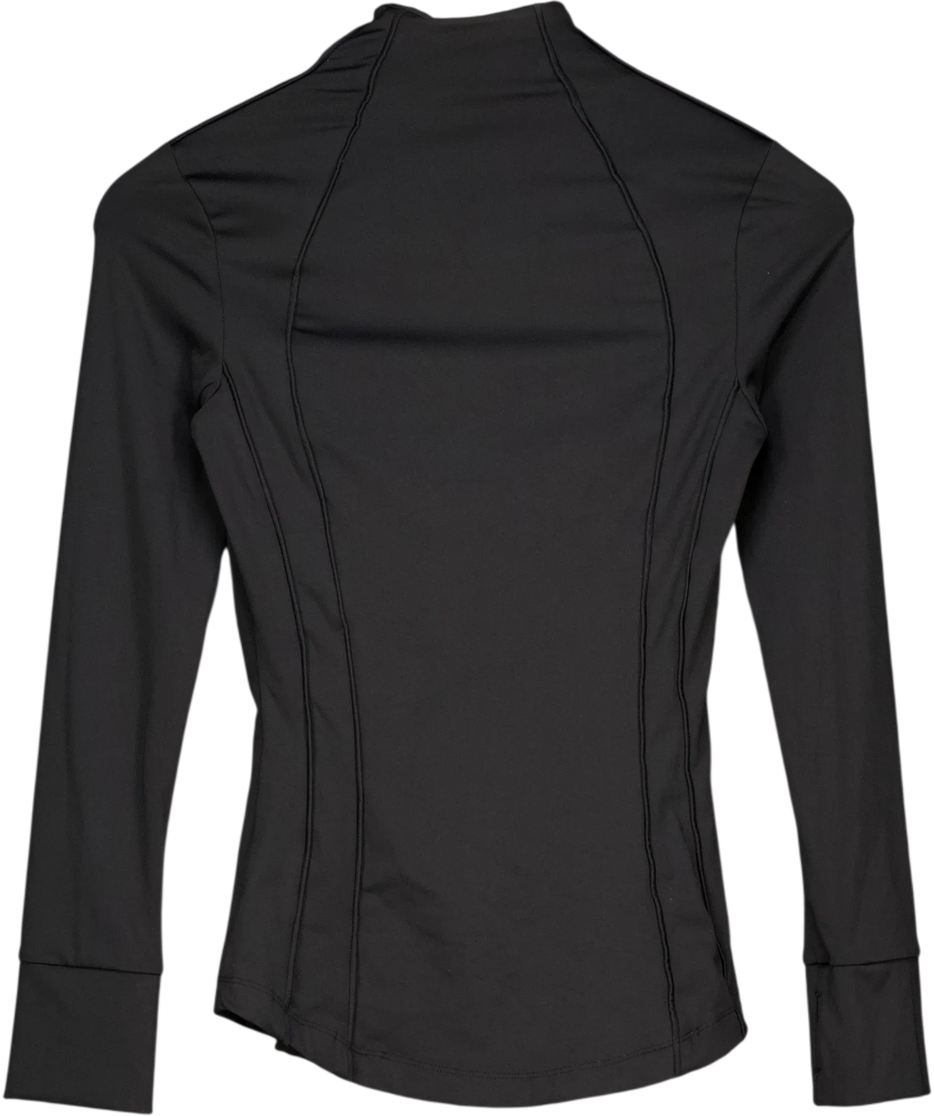 WANDERDOLL Black Fitted Zip-Up Performance Track Jacket Black, size UK XS — back