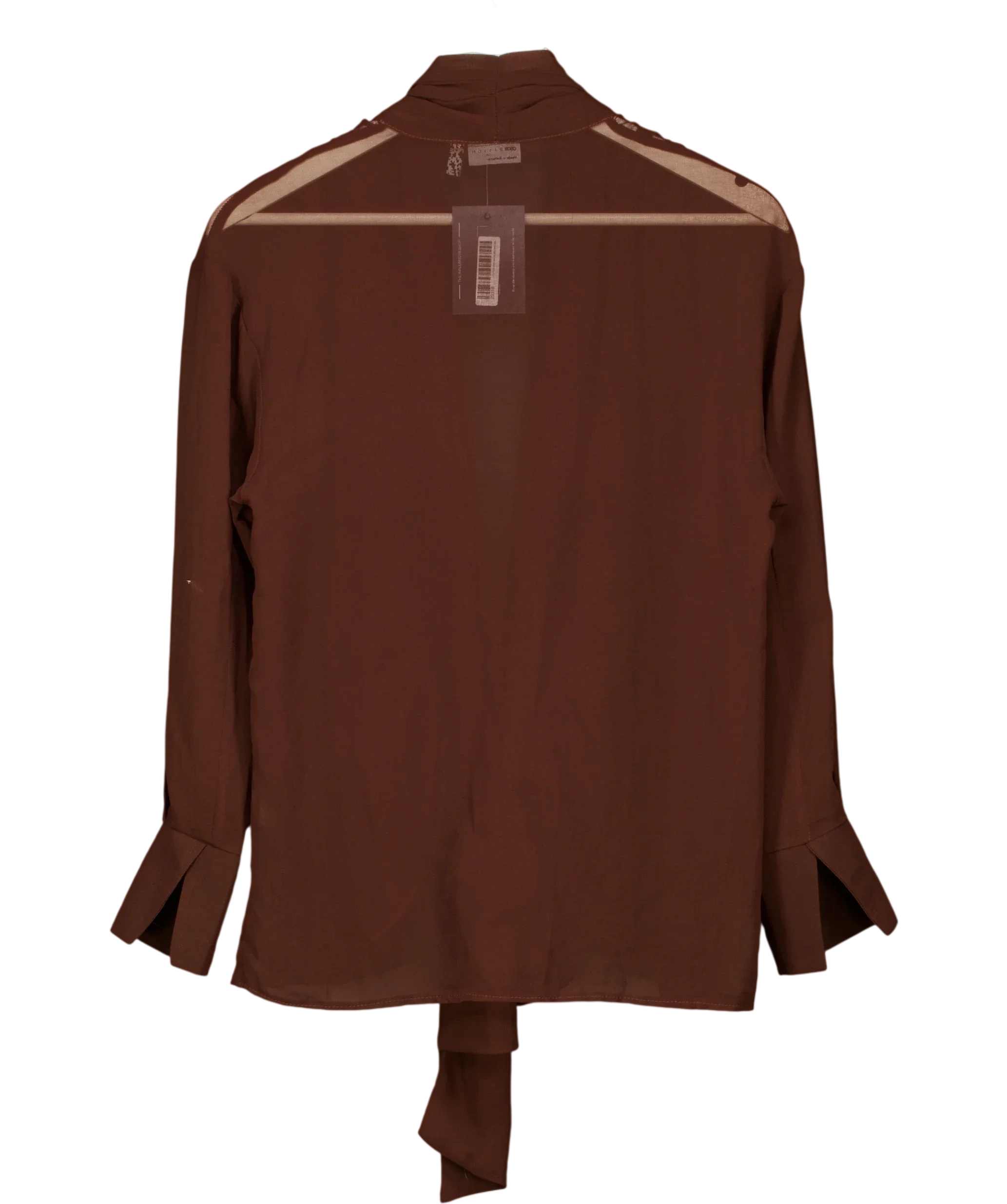 ASOS Brown x The Sourced Collection Brown Tie Front Chiffon Blouse, size UK 6 — back