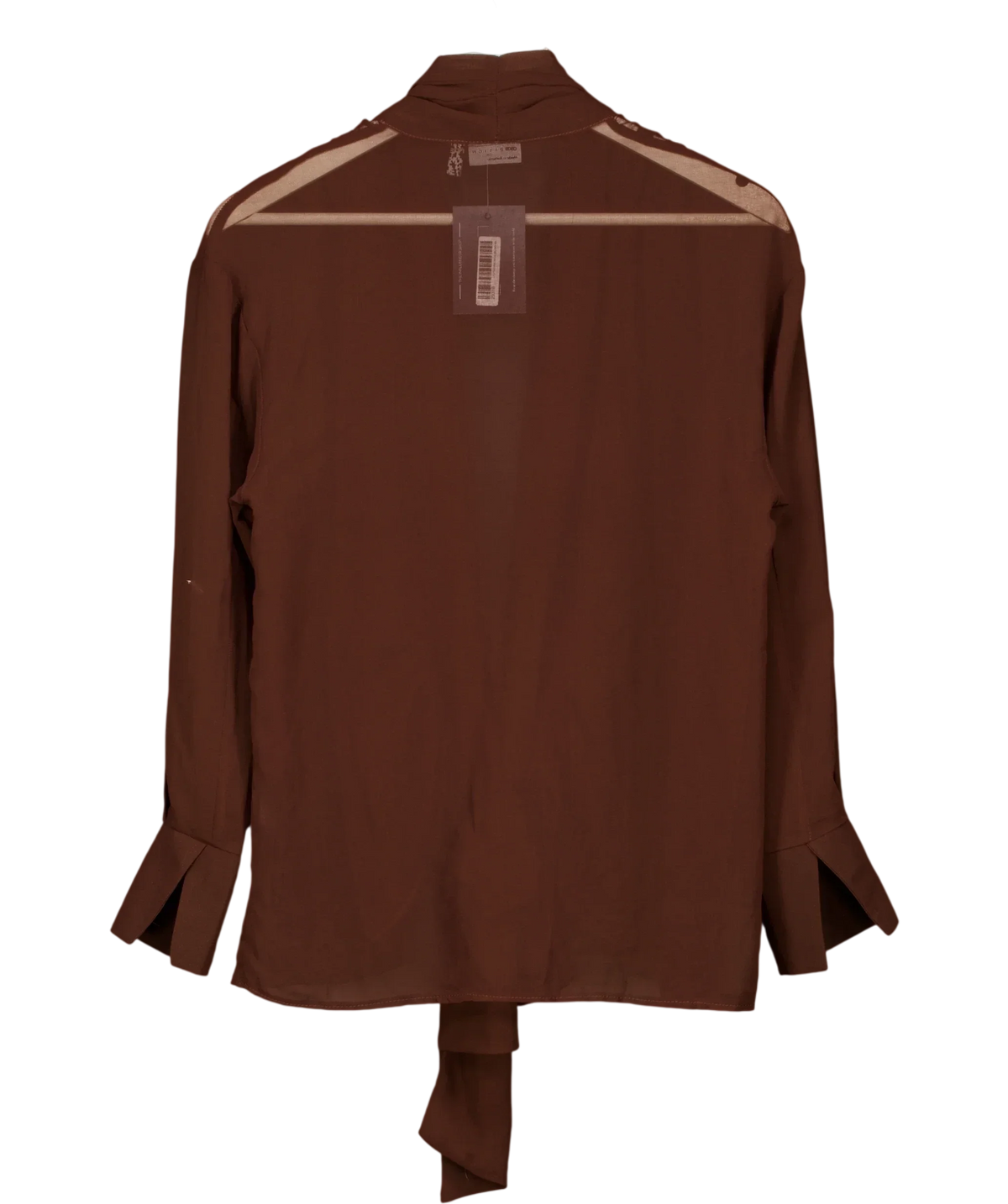 ASOS Brown x The Sourced Collection Brown Tie Front Chiffon Blouse, size UK 6 — back