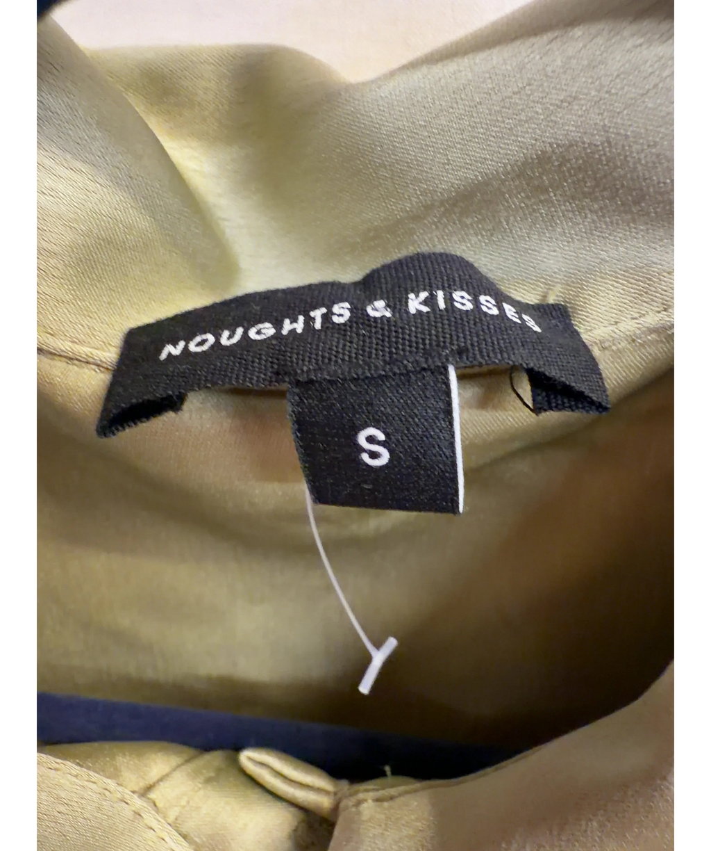 Noughts & Kisses Green Tallula Olive Crochet Trim Shirt, size UK S — care label