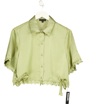 Noughts & Kisses Green Tallula Olive Crochet Trim Shirt UK S