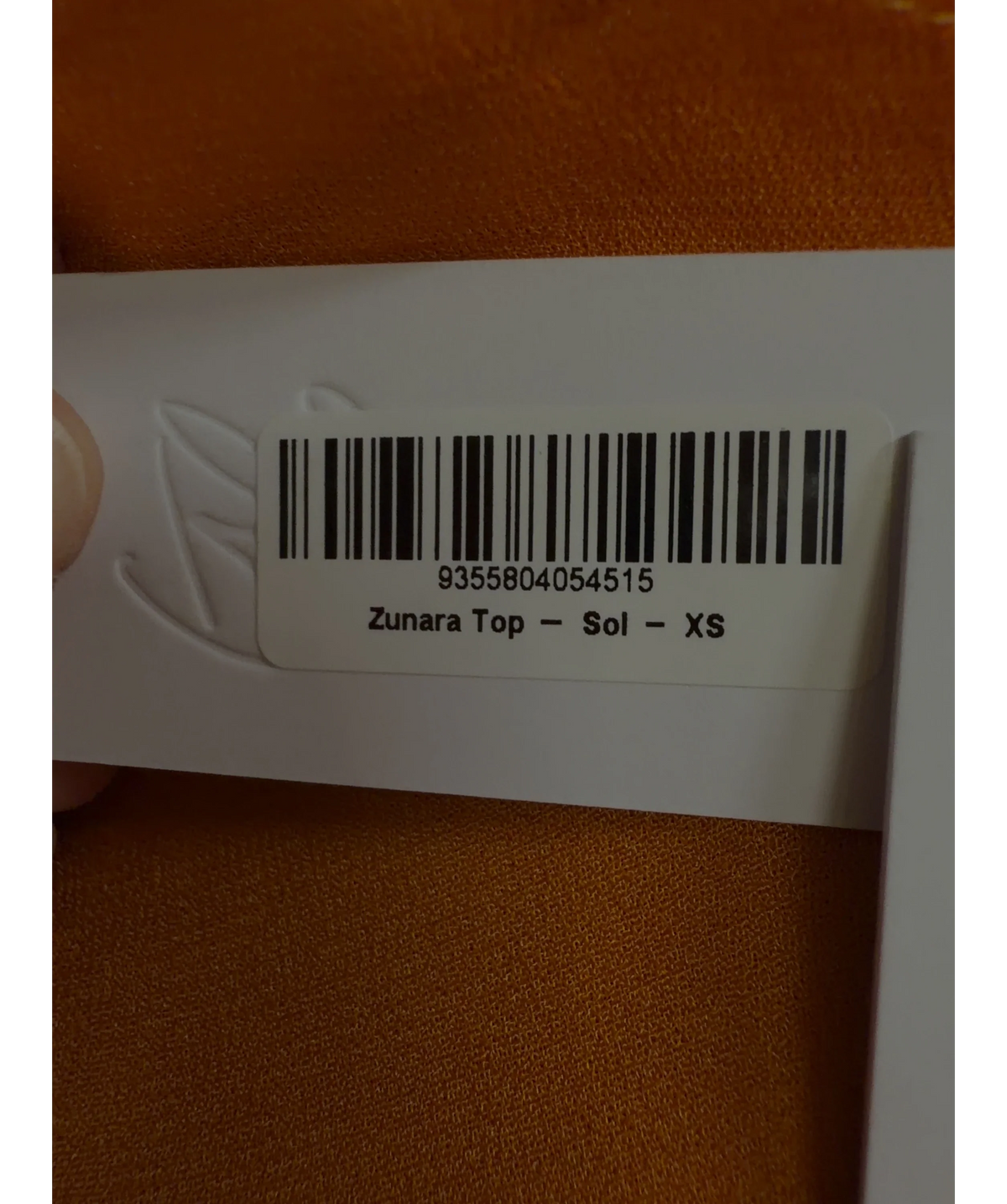 Bydee Orange Zunara Top, size UK XS — label