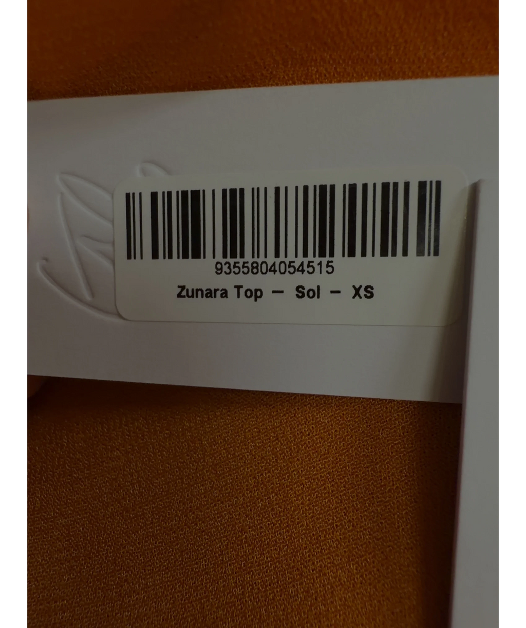 Bydee Orange Zunara Top, size UK XS — care label