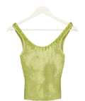 WHITE FOX Green Lime Green Metallic Knit Beaded Tank Top, size UK XS — front
