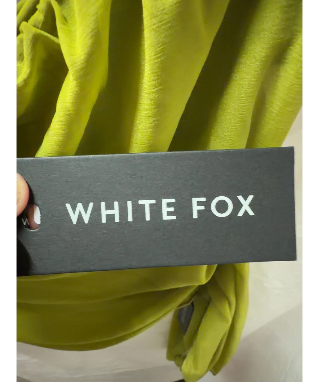 WHITE FOX Green Sheer Intent Strapless Top Chartreuse green, size UK XS — detail