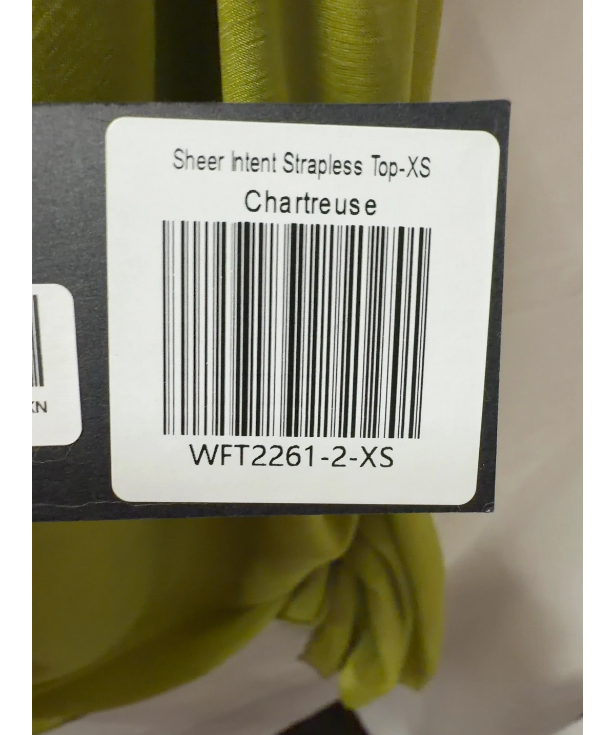 WHITE FOX Sheer Intent Strapless Top Chartreuse Green UK XS — Materials