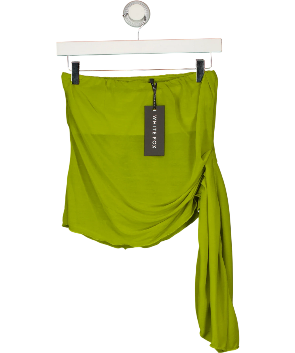 WHITE FOX Green Sheer Intent Strapless Top Chartreuse green, size UK XS — front