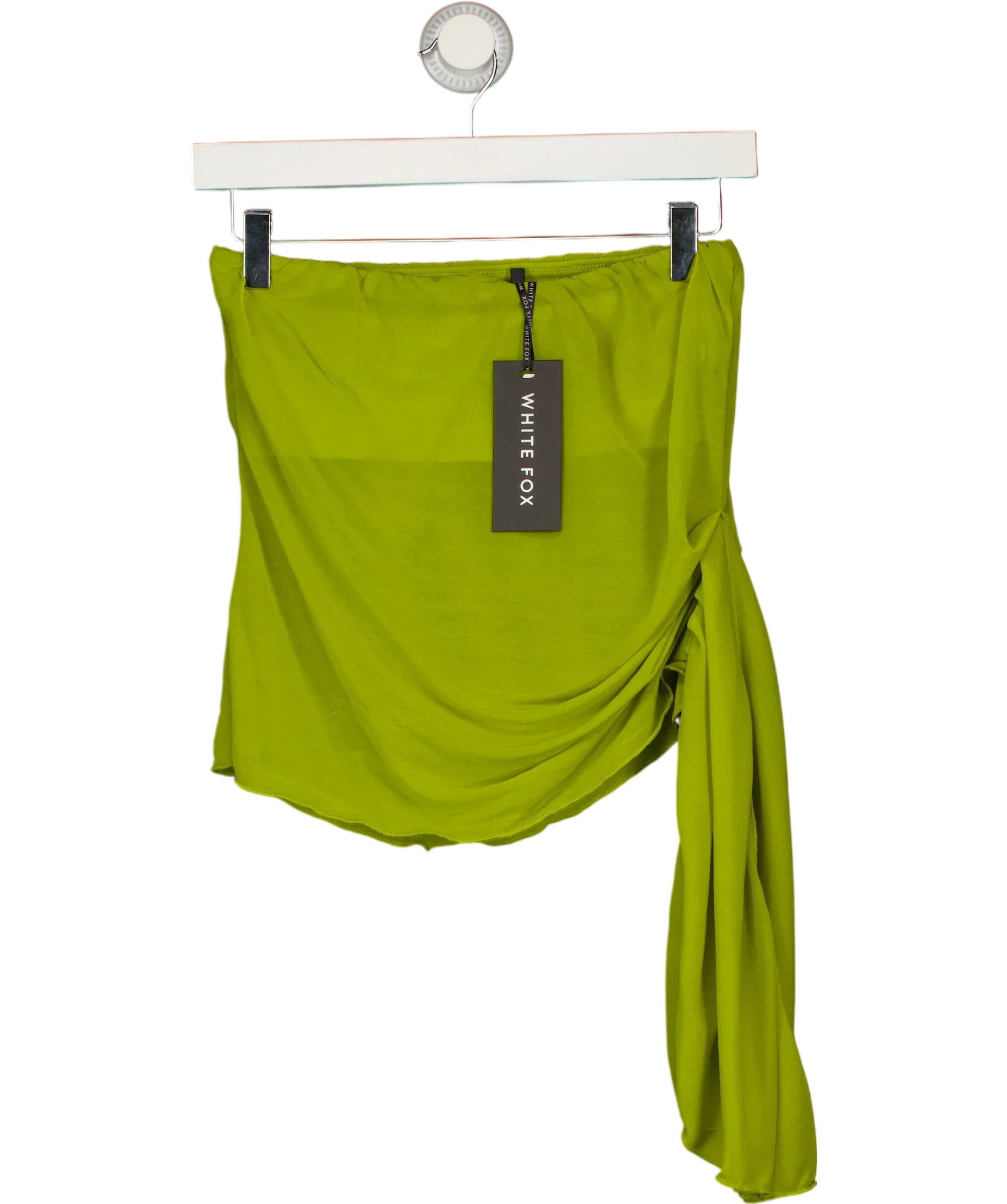 WHITE FOX Green Sheer Intent Strapless Top Chartreuse green, size UK XS — front