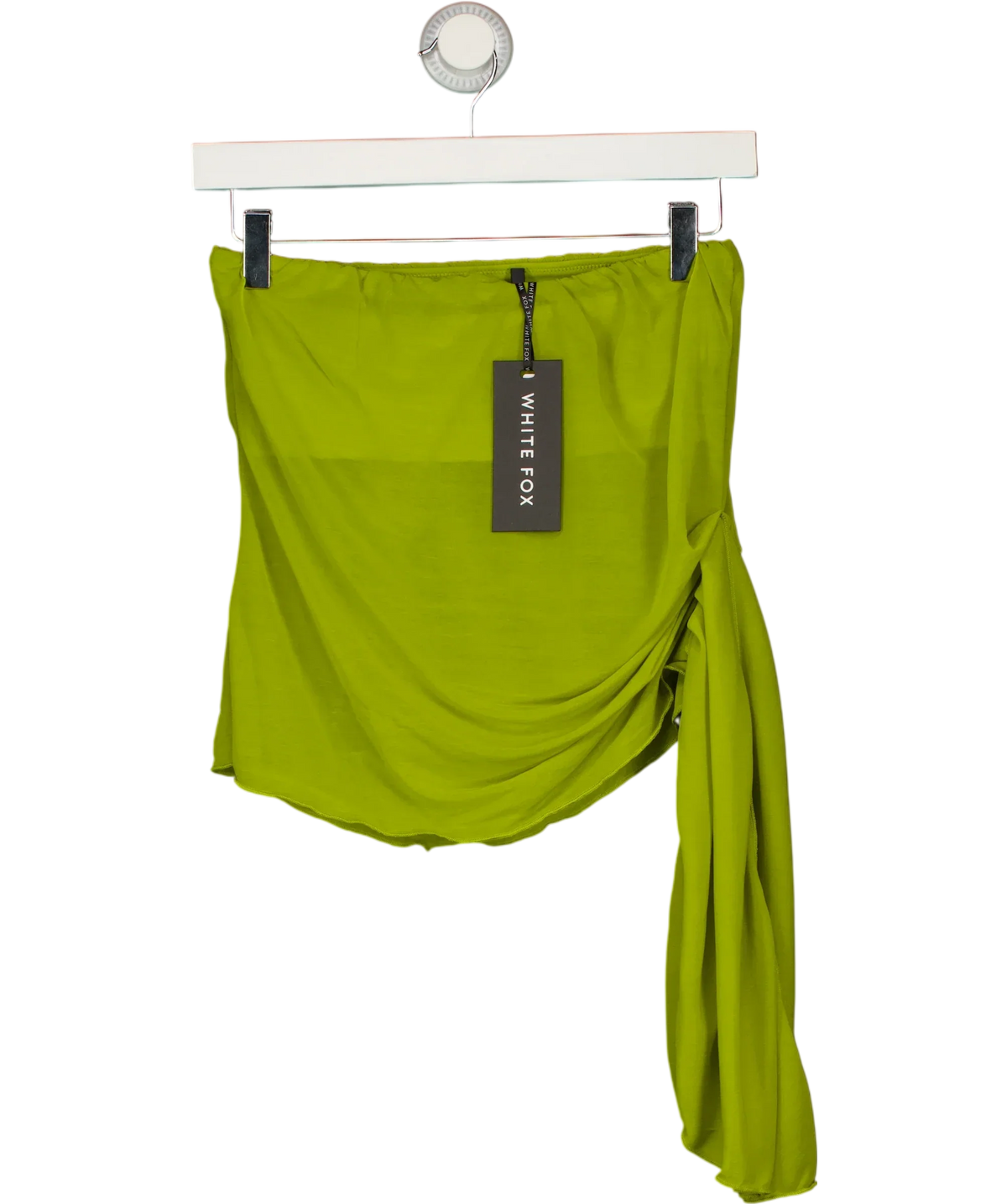 WHITE FOX Green Sheer Intent Strapless Top Chartreuse green, size UK XS — front