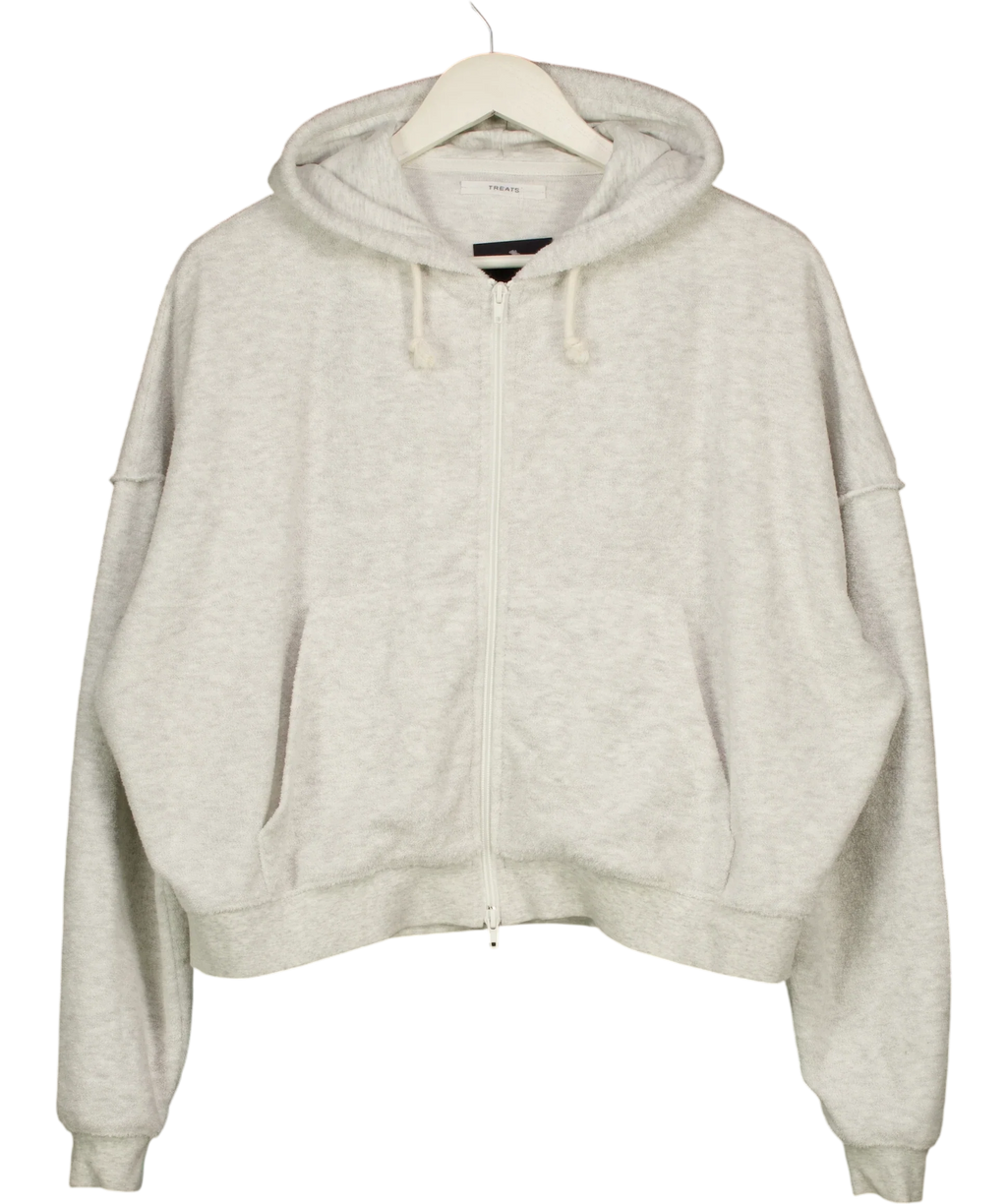 Treats Grey Cropped Zip-Up Hoodie Grey, size UK S — front