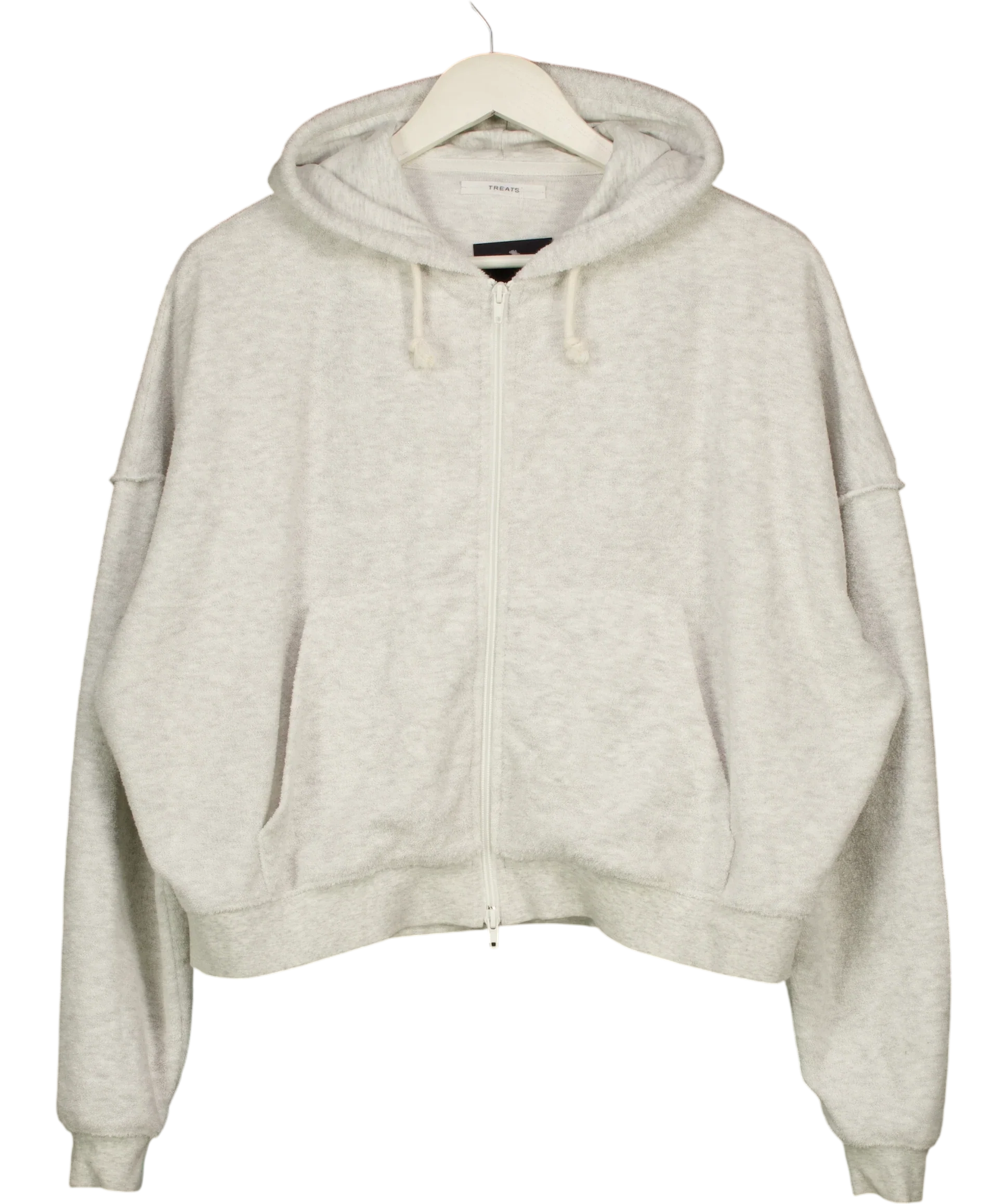 Treats Grey Cropped Zip-Up Hoodie Grey, size UK S — front