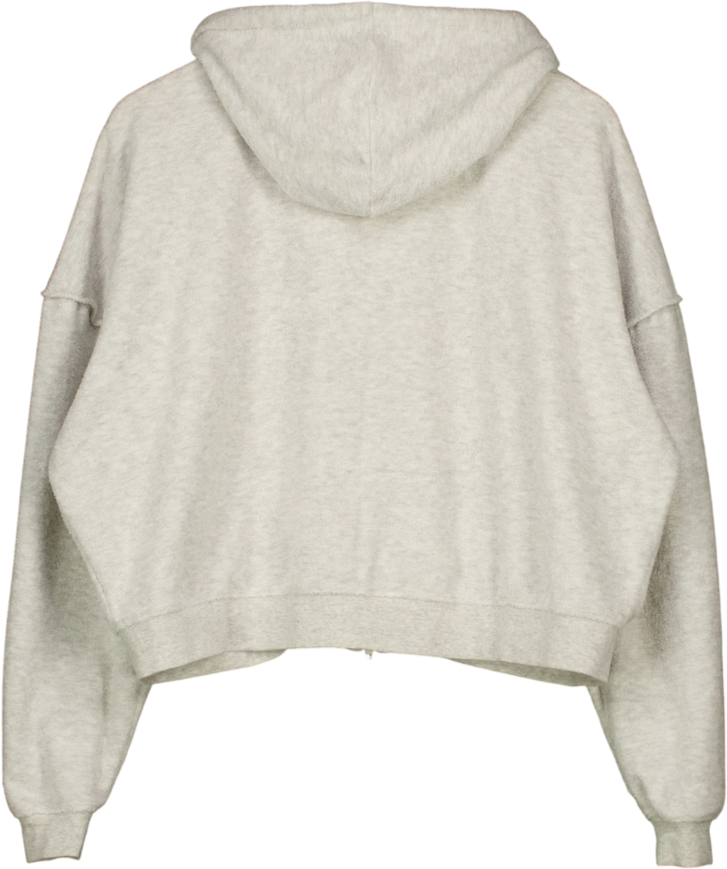 Treats Grey Cropped Zip-Up Hoodie Grey, size UK S — back