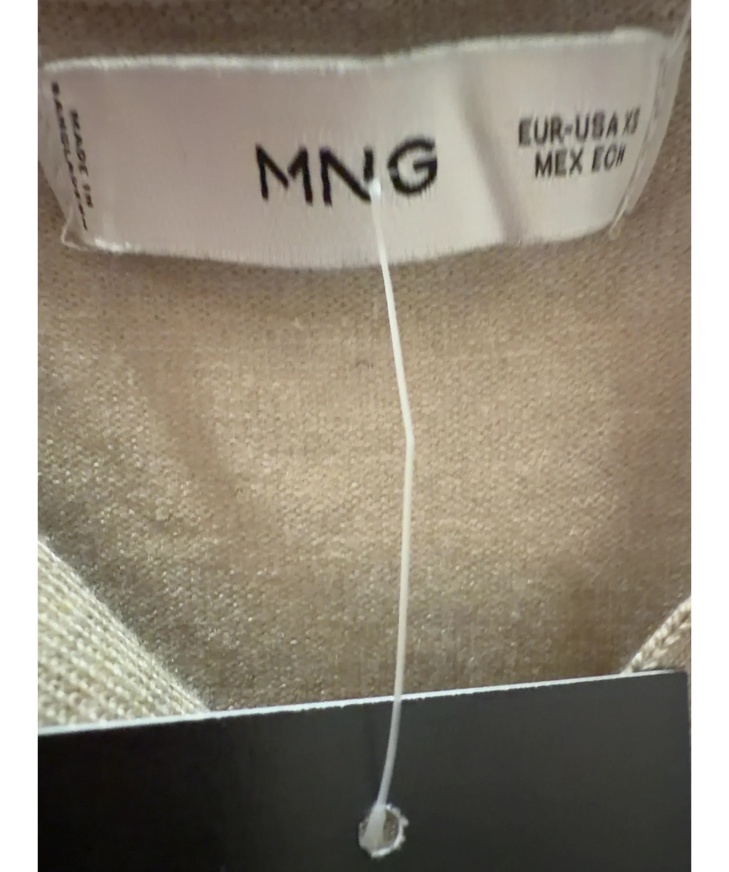 MNG Beige Oatmeal Knit Long Sleeved Polo Jumper, size UK XS — detail