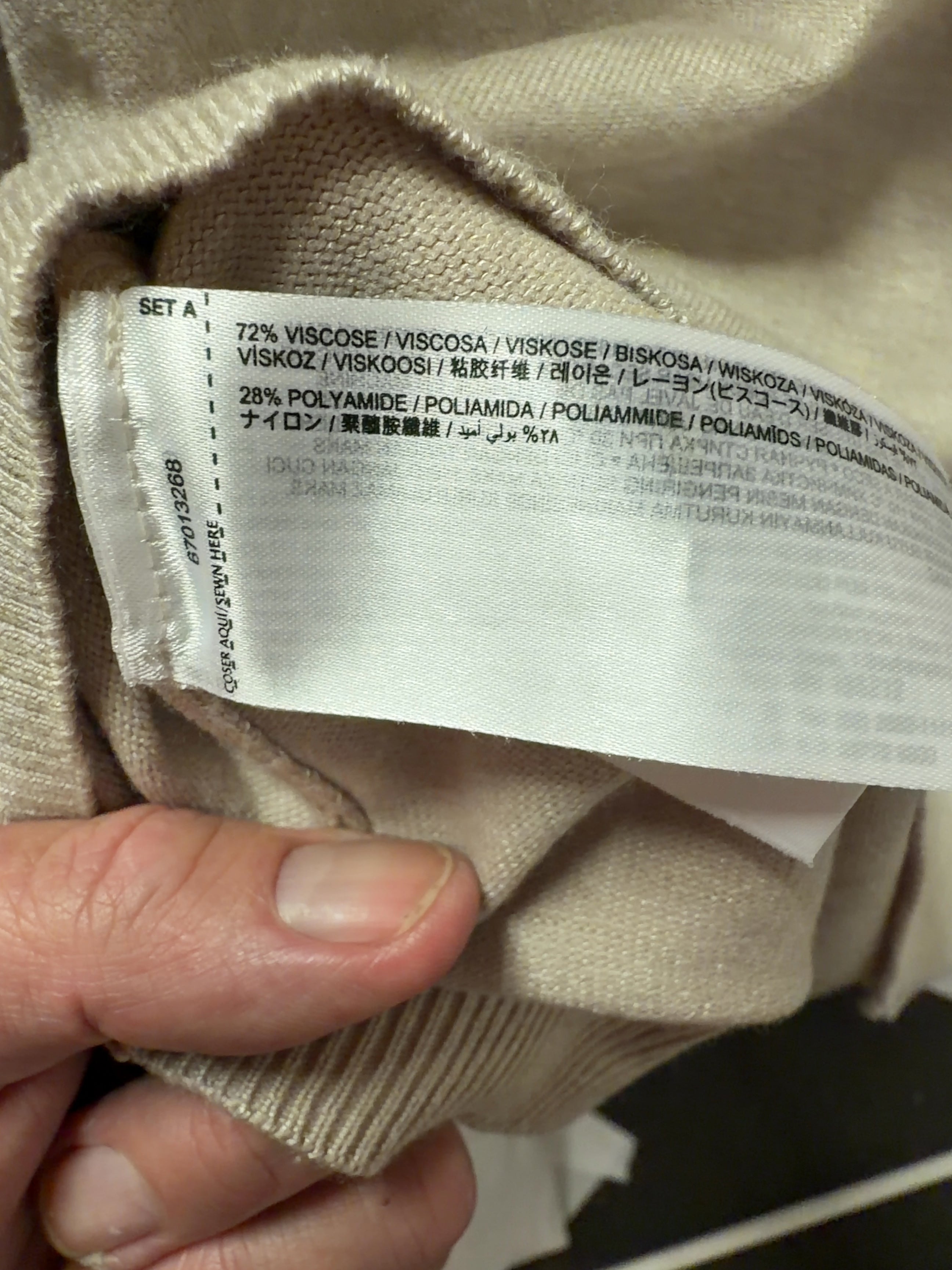 MNG Beige Oatmeal Knit Long Sleeved Polo Jumper, size UK XS — label