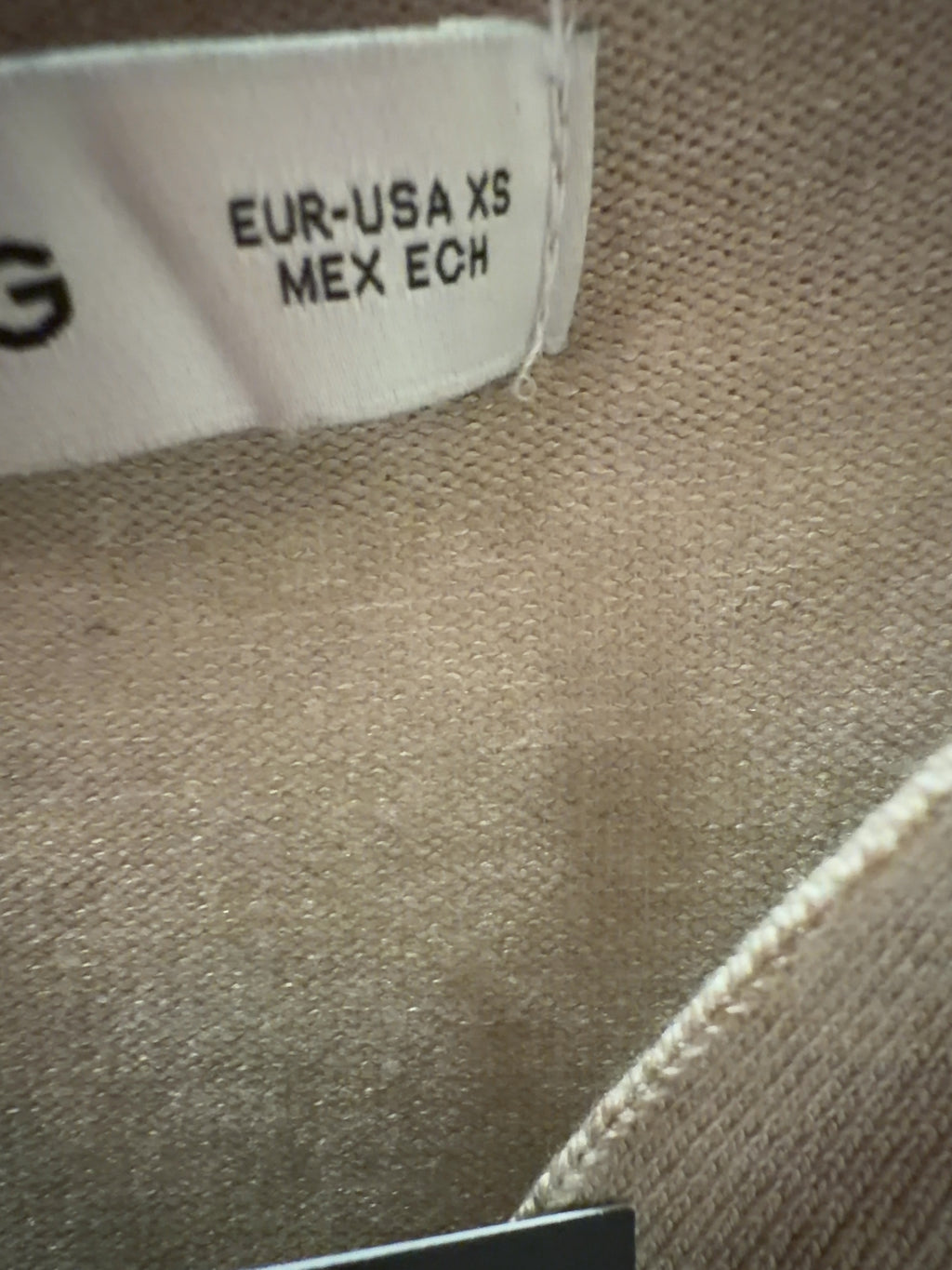 MNG Beige Oatmeal Knit Long Sleeved Polo Jumper, size UK XS — care label