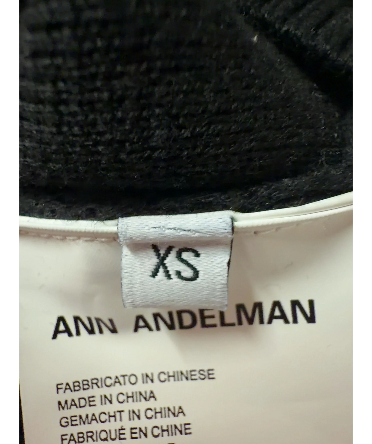 ANN ANDELMAN Embroidered Logo Cropped Cardigan Black UK XS — Size