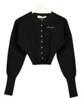 ANN ANDELMAN Black Embroidered Logo Cropped Cardigan Black, size UK XS — front