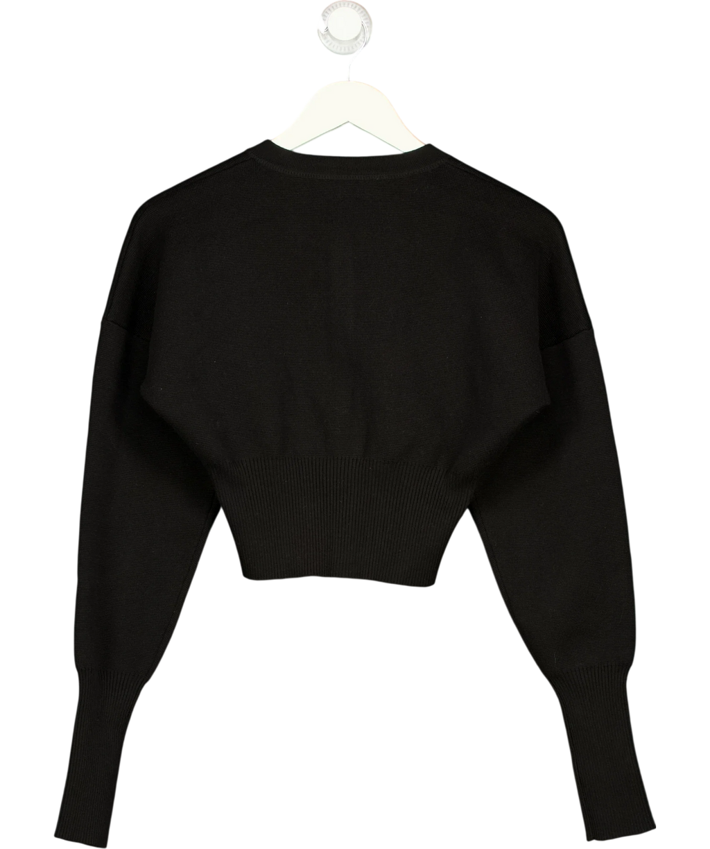 ANN ANDELMAN Black Embroidered Logo Cropped Cardigan Black, size UK XS — back