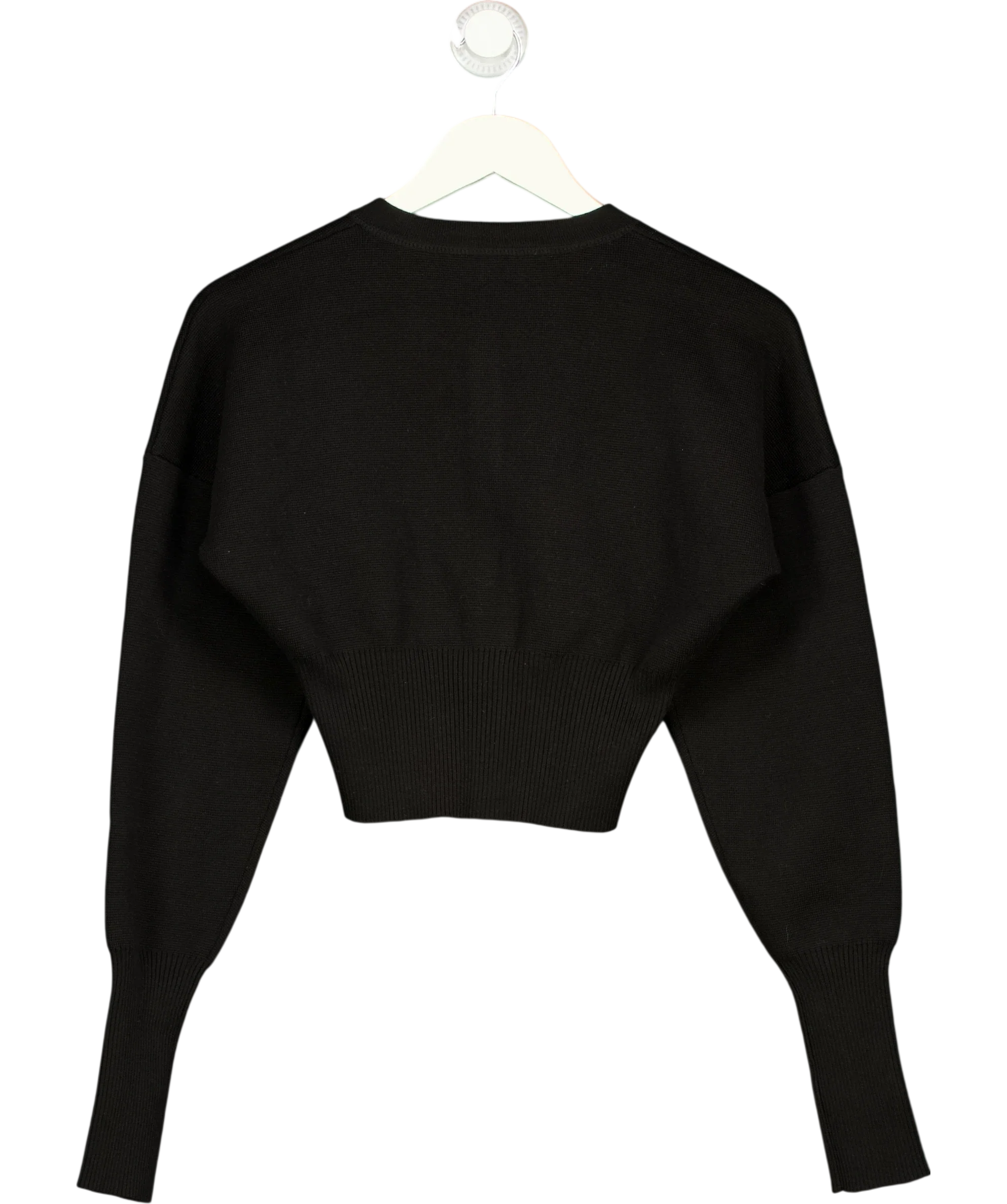 ANN ANDELMAN Black Embroidered Logo Cropped Cardigan Black, size UK XS — back