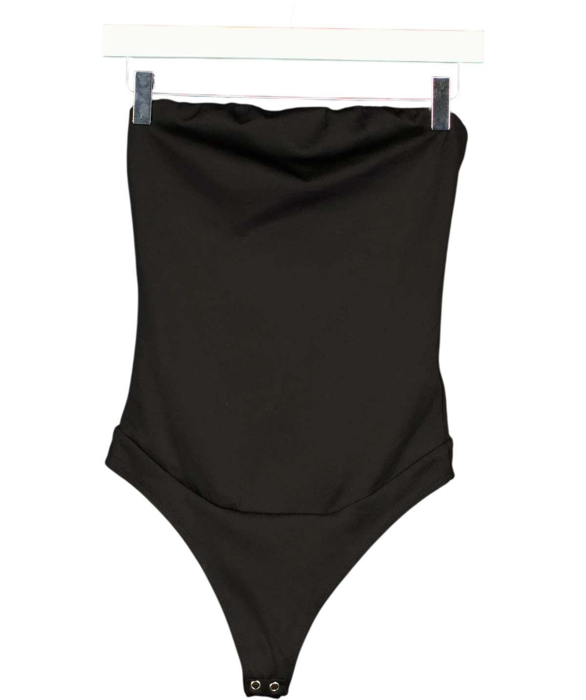 Good American Black Sculpting Corset Strapless Bodysuit Black, size UK S — front