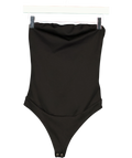 Good American Black Sculpting Corset Strapless Bodysuit Black, size UK S — front
