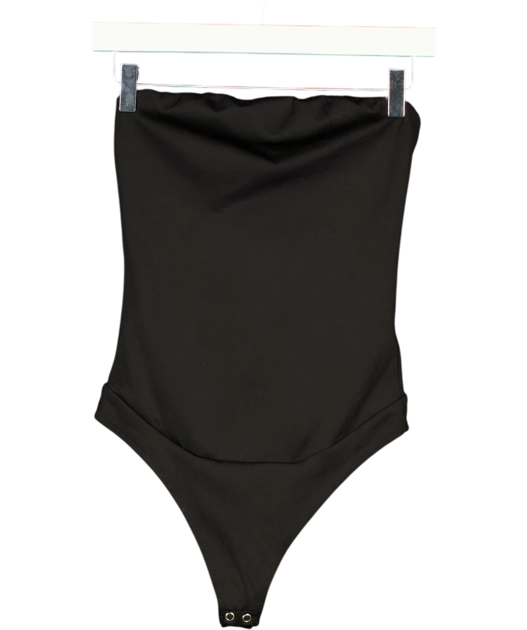 Good American Black Sculpting Corset Strapless Bodysuit Black, size UK S — front