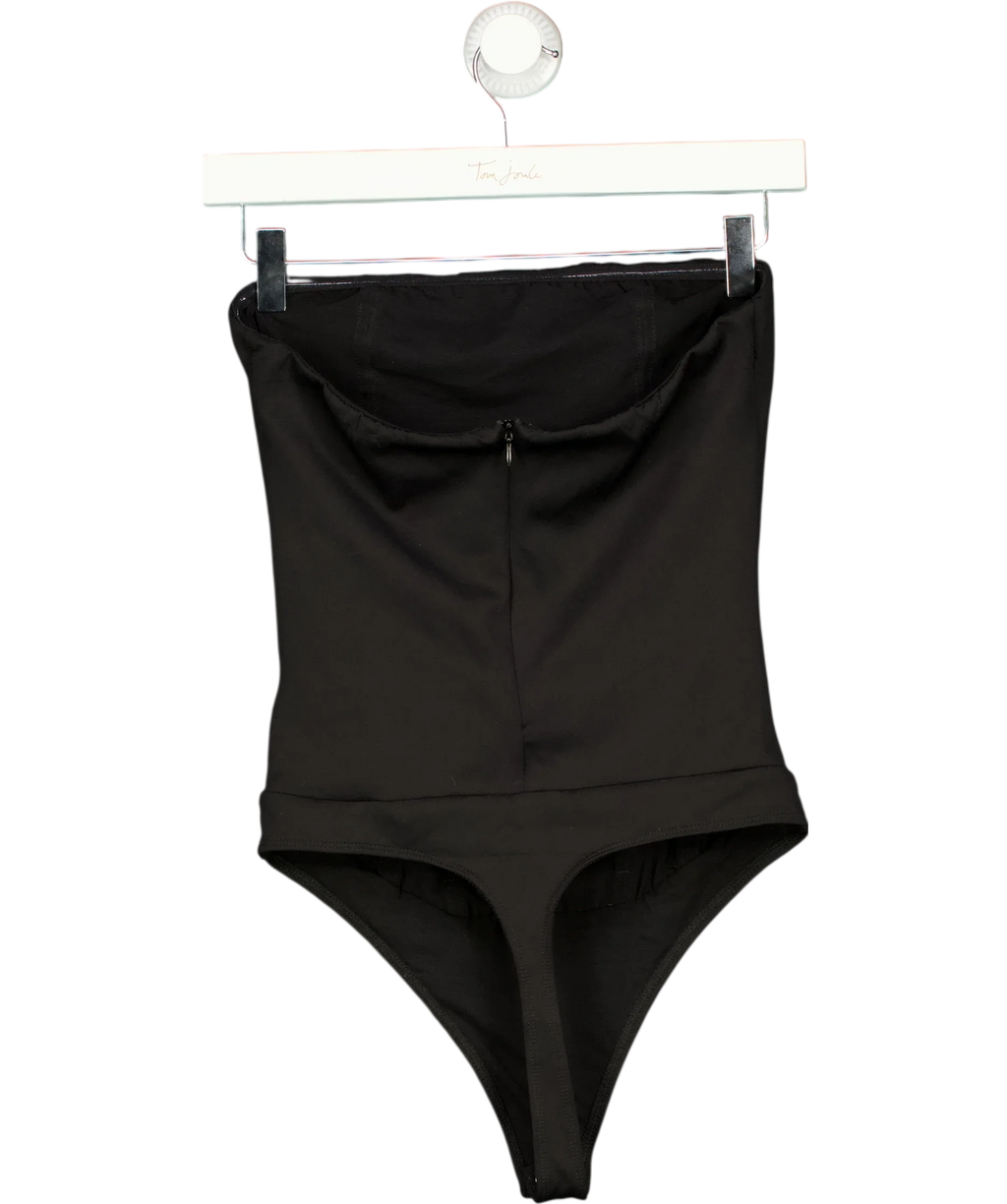 Good American Black Sculpting Corset Strapless Bodysuit Black, size UK S — back