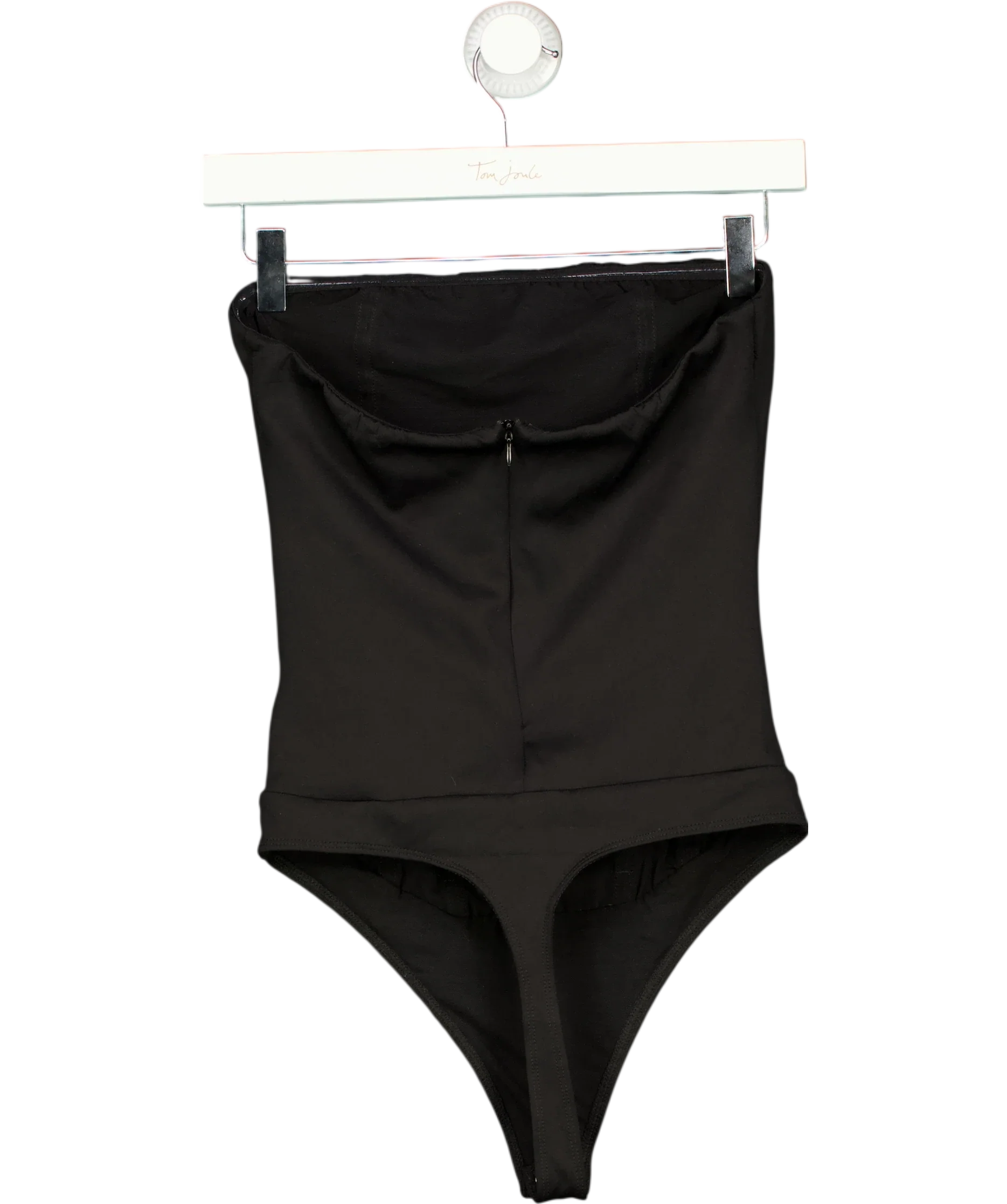 Good American Black Sculpting Corset Strapless Bodysuit Black, size UK S — back