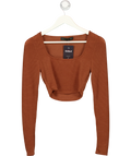House of Harlow 1960 Orange 1960 Square Neck Textured Crop Top Rust brown, size UK XS — front