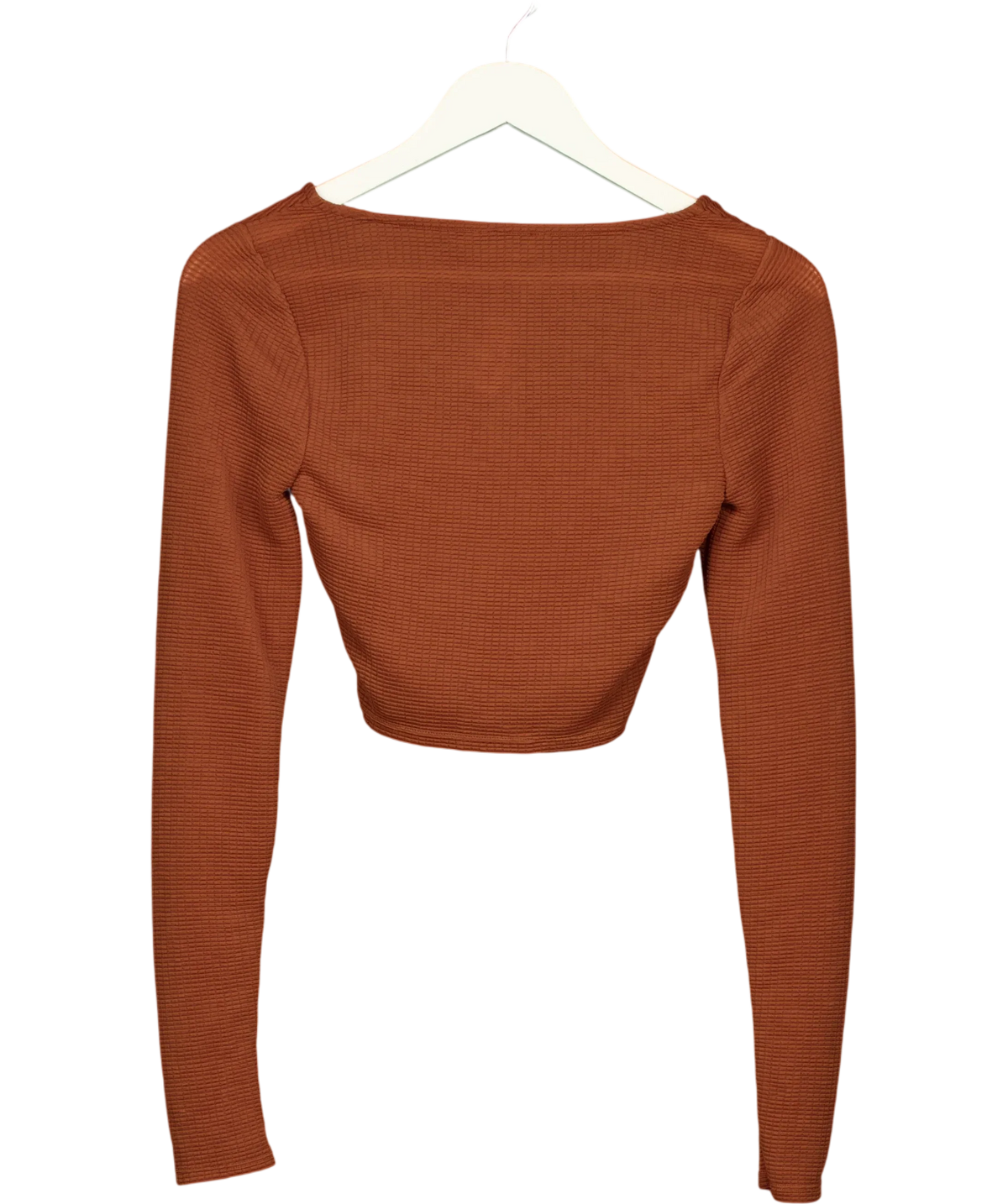House of Harlow 1960 Orange 1960 Square Neck Textured Crop Top Rust brown, size UK XS — back