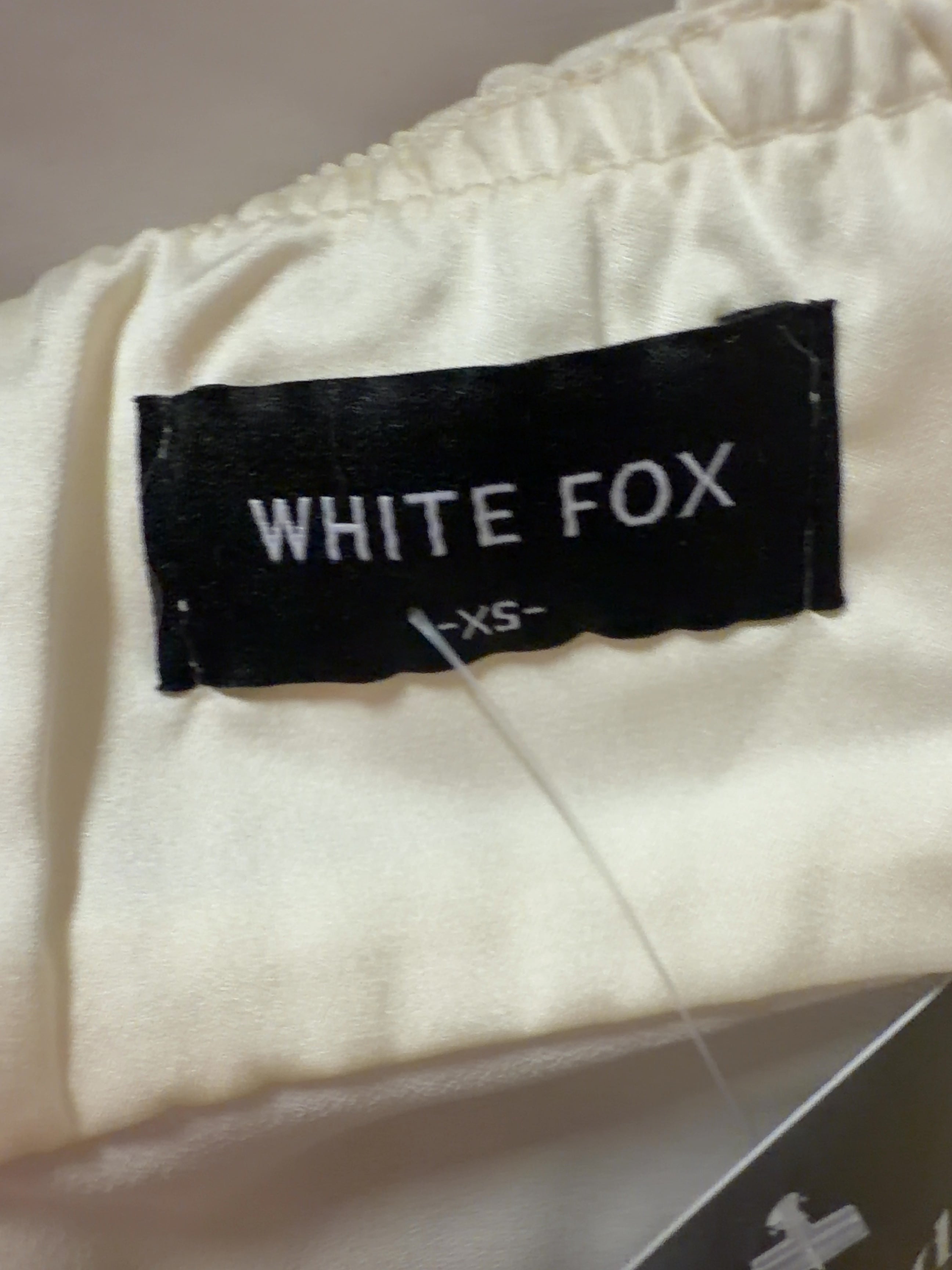 WHITE FOX White Cream Off White Strapless Mesh Crop Top, size UK XS — detail