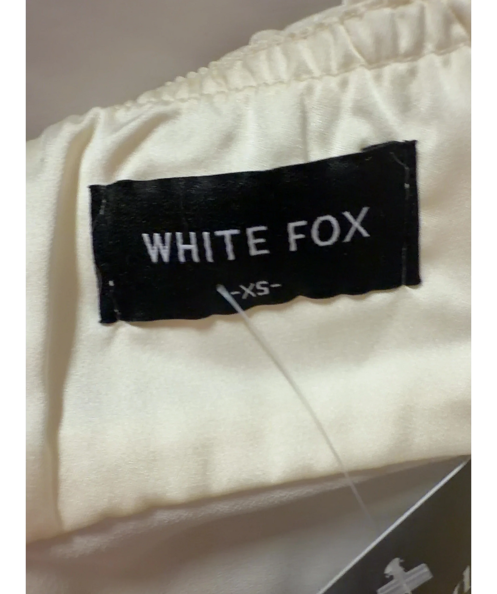 WHITE FOX Cream Off White Strapless Mesh Crop Top UK XS — Brand