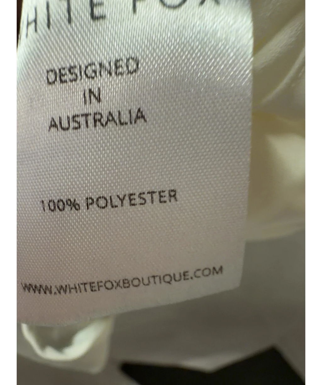 WHITE FOX White Cream Off White Strapless Mesh Crop Top, size UK XS — label