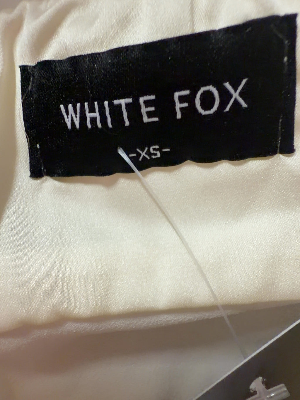 WHITE FOX White Cream Off White Strapless Mesh Crop Top, size UK XS — care label