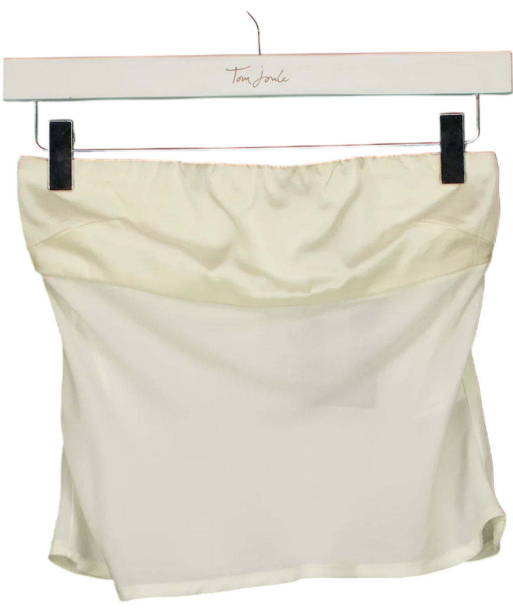 WHITE FOX White Cream Off White Strapless Mesh Crop Top, size UK XS — front