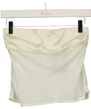 WHITE FOX Cream Off White Strapless Mesh Crop Top UK XS
